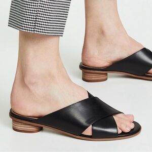 Madewell The Ruthie Crisscross Mule in Leather Black Size 10